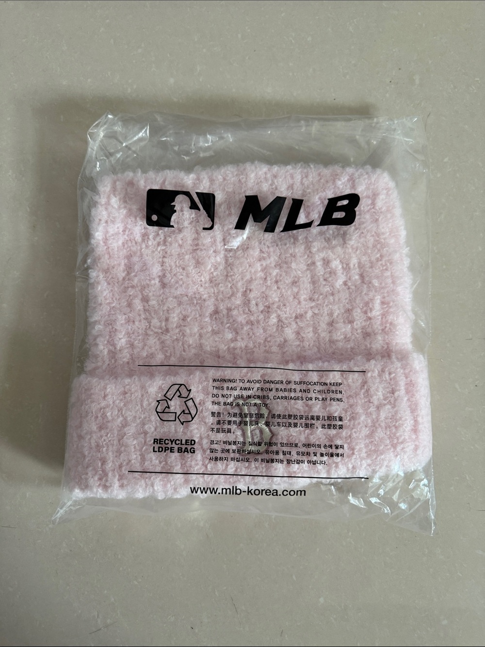 MLB Light Pink Fuzzy Cuffed Beanie